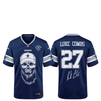 My Kinda Saturday Night 2027 Luke Combs Cowboys Football Jersey, Country Music Concert Tour Fan Appa available at our Miami, Florida warehouse