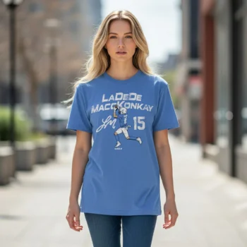 Ladd McConkey 15 Football Graphic Tee, Vintage Style Game Day Fan Apparel