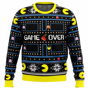 Game Over Sweater Retro Arcade Pixel Gaming Ugly Christmas Sweater Gift for Gamers
