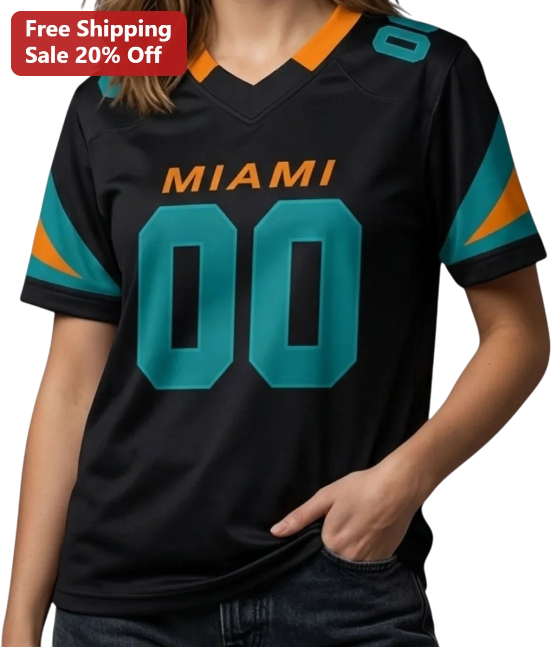Miami Football Fan Tee, Custom Name Number Personalized Game Day Sports Shirt Gift for Men Women available at our Miami, Florida warehouse