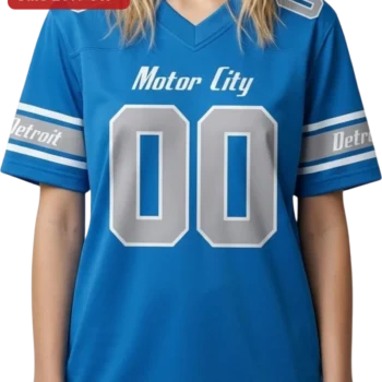 Motor City Detroit Football Tee, Personalized Custom Name Number Jersey Style Gift for Detroit Michi available at our Miami, Florida warehouse