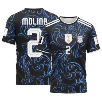 Nahuel Molina Argentina Soccer Fan Sport Tee, Personalized Football Jersey Style Graphic Shirt available at our Miami, Florida warehouse
