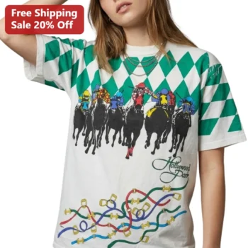 Hollywood Park Tee Vintage Horse Racing Jockey Graphic Shirt Gift for Equestrian Fans and Horse Love available at our Miami, Florida warehouse