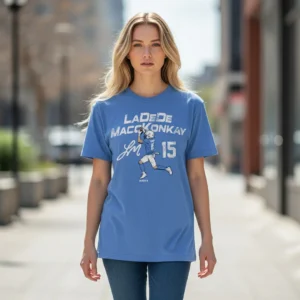 Ladd McConkey 15 Football Graphic Tee, Vintage Style Game Day Fan Apparel