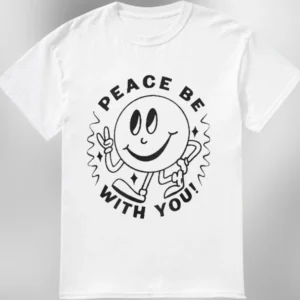 Peace Be With You Tee Retro Smiley Face Christian Graphic Shirt Faith Encouragement Gift