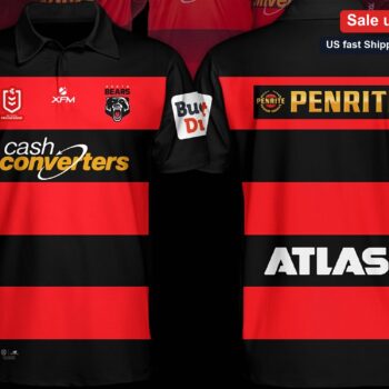 Perth Bears Tee Rugby League Striped Sports Team Polo Shirt available at our Miami, Florida warehouse