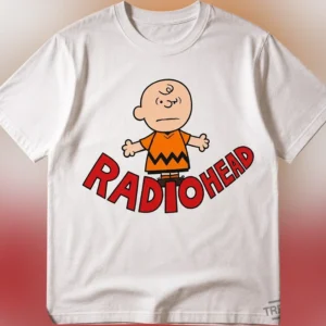 Radiohead Tee Shirt Charlie Brown Parody Graphic Tee, Retro Rock Band Music Fan Unisex T-Shirt Gift