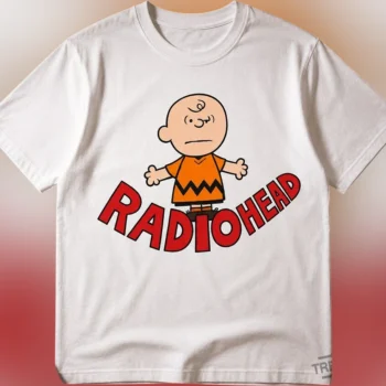 Radiohead Tee Shirt Charlie Brown Parody Graphic Tee, Retro Rock Band Music Fan Unisex T-Shirt Gift