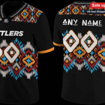 Rattlers Tee Personalized Southwestern Aztec Pattern Football Jersey Shirt available at our Miami, Florida warehouse