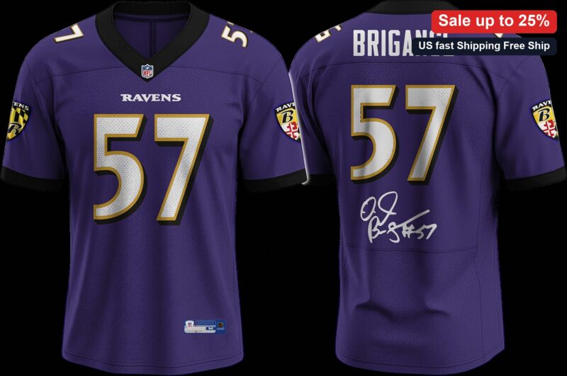 Ravens 57 Jersey O.J. Brigance Signature Purple Football Jersey for Baltimore Sports Fans available at our Miami, Florida warehouse