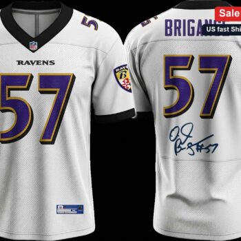 Ravens 57 Jersey O.J. Brigance Signature White Football Jersey Gift for Fans available at our Miami, Florida warehouse