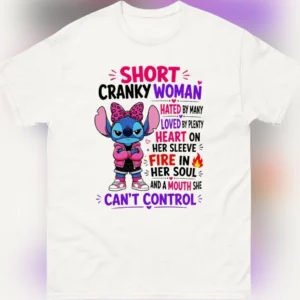 Short Cranky Woman Stitch Tee, Sassy Slogan Attitude Graphic Shirt, Funny Relatable Humor Gift for Her