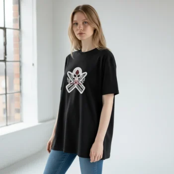 Skull and Knives Dark Art Graphic Tee, Gothic Tattoo Style Alternative Streetwear T-Shirt
