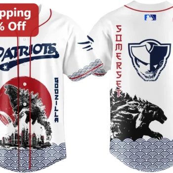 Somerset Patriots Godzilla Tee, Japanese Kaiju Baseball Game Day Fan Gift for Men Women available at our Miami, Florida warehouse