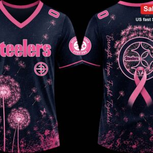 Strength Hope Fight Together Steelers Breast Cancer Awareness Tee, Custom Name V-Neck Football Fan J available at our Miami, Florida warehouse