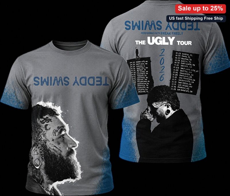 Teddy Swims The Ugly Tour 2026 Tee, Freak Freely Concert Merch Graphic Shirt for Music Fans available at our Miami, Florida warehouse