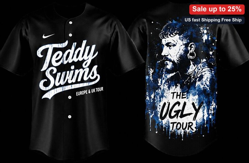 Teddy Swims The Ugly Tour Europe and UK Tee Concert Merchandise Graphic Shirt available at our Miami, Florida warehouse