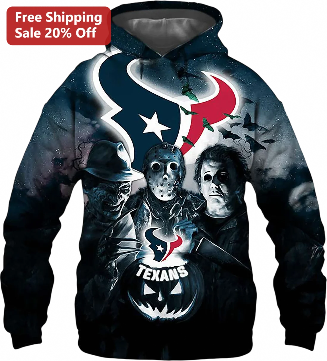 Texans Hoodie Freddy Krueger Jason Voorhees Michael Myers Halloween Horror Houston Texans Football F available at our Miami, Florida warehouse