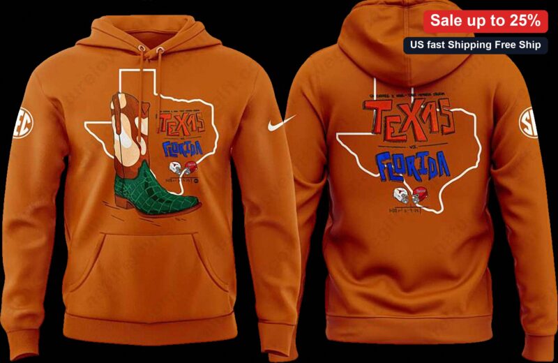 Texas vs Florida Hoodie SEC College Football Game Day Longhorns Gators Cowboy Boot Pullover Sweatshi available at our Miami, Florida warehouse