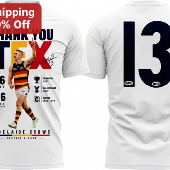 Thank You Tex Taylor Walker Tribute Tee, Adelaide Crows Games Goals Club Record Shirt, AFL Fan Gift available at our Miami, Florida warehouse