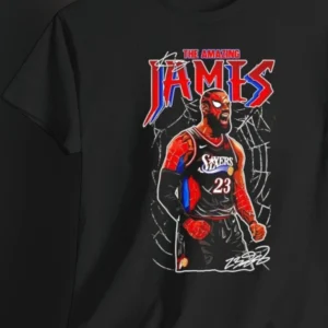 The Amazing James LeBron James Spider Graphic Tee, King James Basketball Superhero Vintage Shirt Gift for NBA Fans