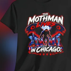 The Mothman Lives in Chicago Graphic Tee, Urban Legend Folklore Cryptid Shirt
