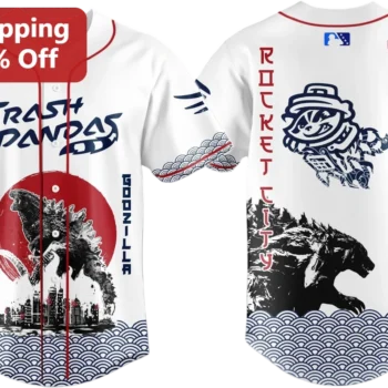 Trash Pandas Godzilla Rocket City Tee Japanese Kaiju Baseball Shirt Gift for Fans available at our Miami, Florida warehouse