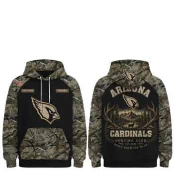 Cardinals Hunting Club Built for the Wild Hoodie, Arizona Football Camo Sweatshirt, Outdoor Hunting available at our Miami, Florida warehouse