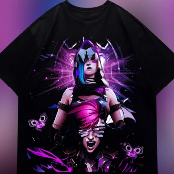 Vi and Jinx Tee Arcane League of Legends Graphic T-Shirt Gamer Fan Gift