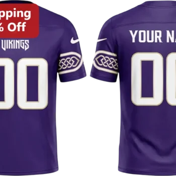 Vikings Tee Custom Name and Number Minnesota Vikings Football Personalized Fan Gift for Men Women available at our Miami, Florida warehouse