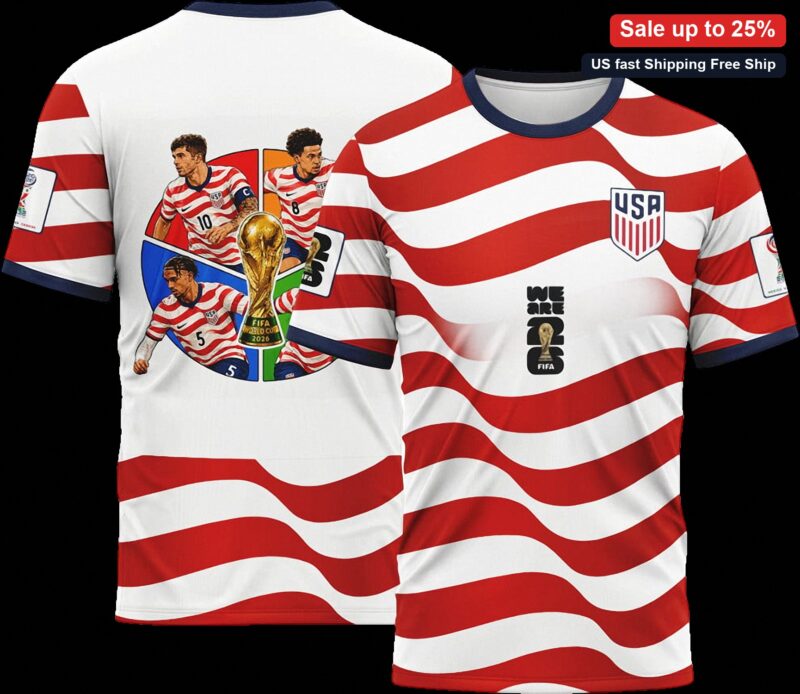 WE ARE 26 FIFA Tee USMNT World Cup Soccer Patriotic Graphic T-Shirt available at our Miami, Florida warehouse