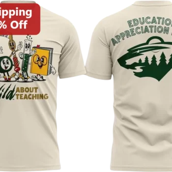 Wild About Teaching Education Appreciation Night Tee, Minnesota Wild Hockey Teacher Appreciation Gif available at our Miami, Florida warehouse