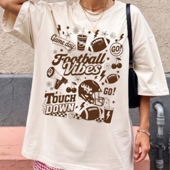 Taiucurq Game Day Football Vibes Graphic Tee - Retro Tailgate Shirt
