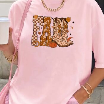 Boho Western Fall Graphic Tee - Cowboy Boots & Pumpkin Shirt