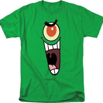 Plankton Face Graphic T-Shirt - Funny Cartoon Villain Tee