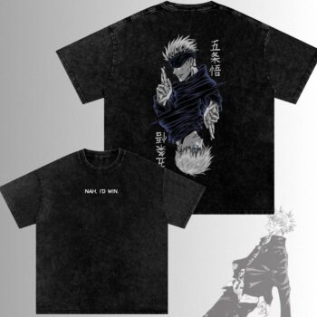 Satoru Gojo 'Nah, I'd Win' Shirt - Vintage Wash Minimalist Tee