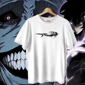 Sung Jinwoo Demon Sword Graphic Tee | Minimalist Solo Leveling Anime Shirt