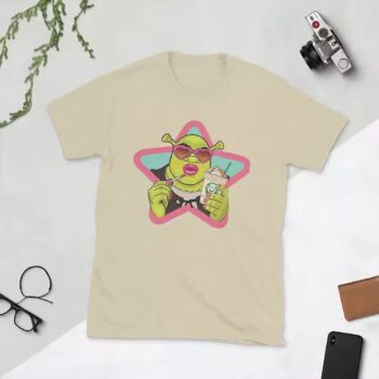 Funny Glam Shrek Iced Coffee Y2K Meme Graphic Tee
