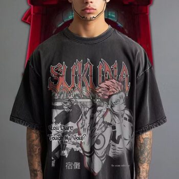Ryomen Sukuna Vintage Graphic Tee | Jujutsu Kaisen Washed Streetwear