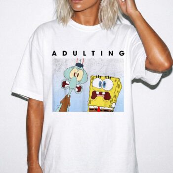Adulting SpongeBob & Squidward Graphic Tee | Funny Meme Shirt