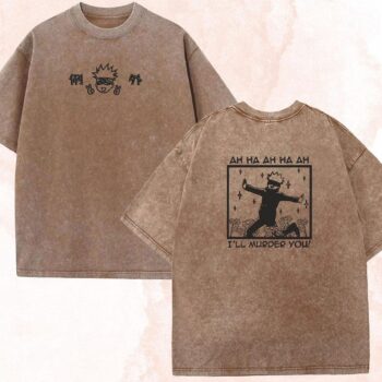 Satoru Gojo Ah Ha Ah Ha I'll Murder You Vintage Wash Graphic Tee