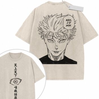 Satoru Gojo Nah I'd Win T-Shirt - JJK Oversized Manga Graphic Tee