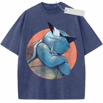 Vintage Sleeping Squirtle Graphic T-Shirt - Retro Anime Pokemon Tee