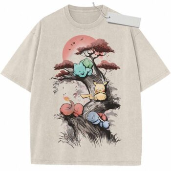 Sleeping Pokemon Pikachu & Kanto Starters Shirt gpptvuxc