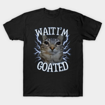 Wait I'm Goated Lightning Cat Shirt - Ironic Gamer Meme Tee