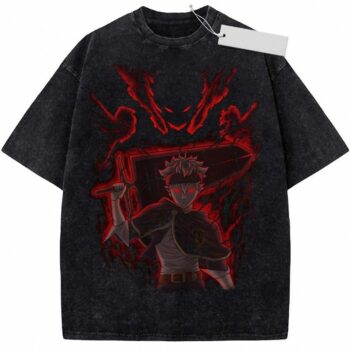 iuncbtre Demon Asta Washed Tee - Black Clover Dark Anime Shirt