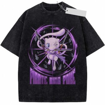 Pirate King Poke Mew & Roronoa Zoro Anime Mashup Vintage Tee