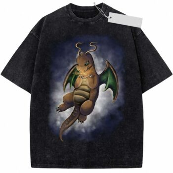 ofbnrmav Dragonite Vintage Wash Anime Graphic Tee