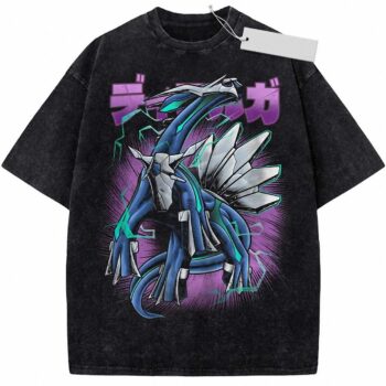 Dialga Acid Wash Graphic Tee - Vintage Pokemon Anime Streetwear