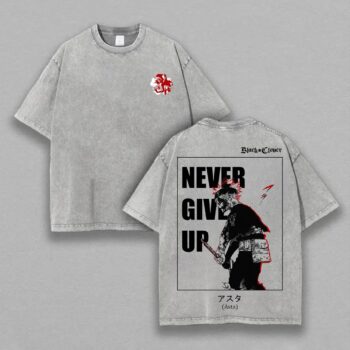 Asta Black Clover Acid Wash Graphic T-Shirt udwaeugr